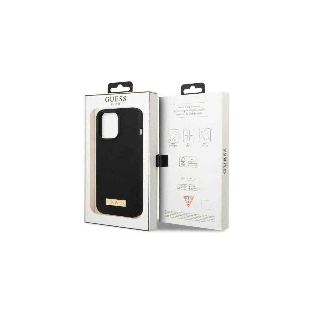 Etui Guess GUHMP13XSPLK Apple iPhone 13 Pro Max czarny/black hard case Silicone Logo Plate MagSafe