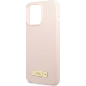 Buy Guess GUHMP13XSPLP Apple iPhone 13 Pro Max pink hard case Silicone Logo Plate MagSafe - GUE2255 - {ean13} - Home Screen Store Europe