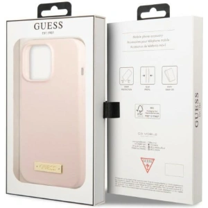 Buy Guess GUHMP13XSPLP Apple iPhone 13 Pro Max pink hard case Silicone Logo Plate MagSafe - GUE2255 - {ean13} - Home Screen Store Europe