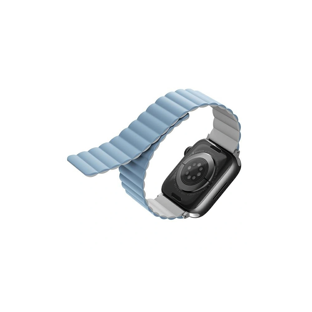 Pasek UNIQ Revix Apple Watch 4/5/6/7/SE/8/9/Ultra 44/45/49mm Reversible Magnetic biały-niebieski/white-blue