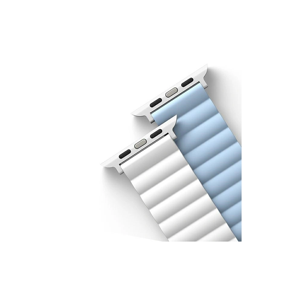 Pasek UNIQ Revix Apple Watch 4/5/6/7/SE/8/9/Ultra 44/45/49mm Reversible Magnetic biały-niebieski/white-blue
