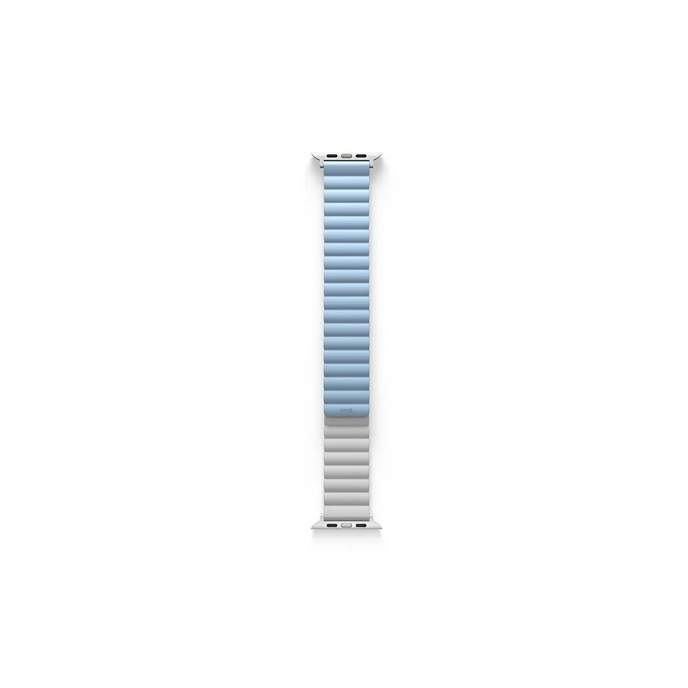 Pasek UNIQ Revix Apple Watch 4/5/6/7/SE/8/9/Ultra 44/45/49mm Reversible Magnetic biały-niebieski/white-blue
