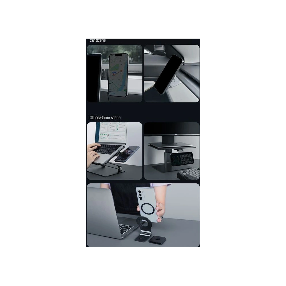 Uniwersalny uchwyt Nillkin Snapflex Magnetic Mount MagSafe + adapter Snaplink czarny