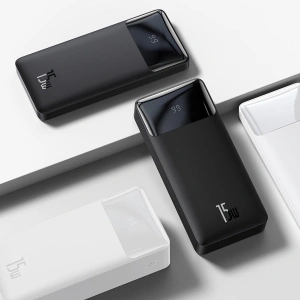 Powerbank Baseus Bipow 20000mAh 15W Overseas Edition biały + kabel USB-A/microUSB 0.25m czarny