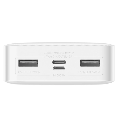 Kup Powerbank Baseus Bipow 20000mAh 15W Overseas Edition bílý + kabel USB-A/microUSB 0.25m bílý - BSU3672 - {ean13} - Sklep Home Screen