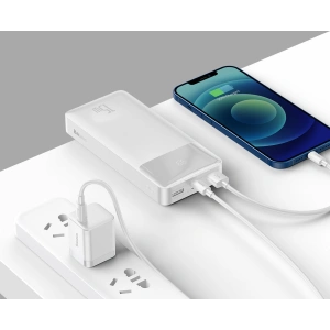 Powerbank Baseus Bipow 20000mAh 15W Overseas Edition biały + kabel USB-A/microUSB 0.25m biały