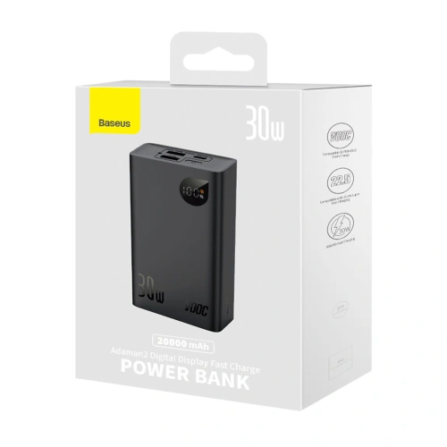 Kup Powerbank Baseus Adaman2 20000mAh 30W 2xUSB/1xUSB-C Power Delivery Quick Charge SCP, Oppo Super VOOC černý - BSU3673 - {ean13} - Sklep Home Screen