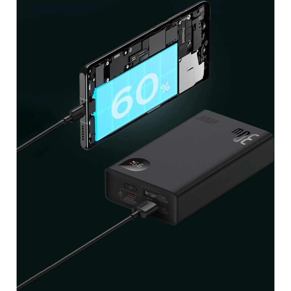Powerbank Baseus Adaman2 20000mAh 30W 2xUSB/1xUSB-C Power Delivery Quick Charge SCP, Oppo Super VOOC czarny