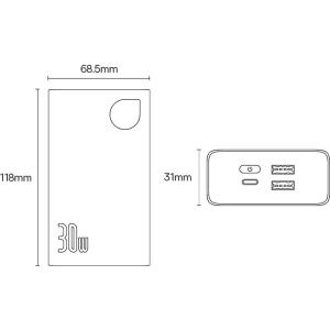 Powerbank Baseus Adaman2 20000mAh 30W 2xUSB/1xUSB-C Power Delivery Quick Charge SCP, Oppo Super VOOC czarny