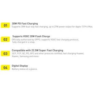 Powerbank Baseus Adaman2 20000mAh 30W 2xUSB/1xUSB-C Power Delivery Quick Charge SCP, Oppo Super VOOC czarny