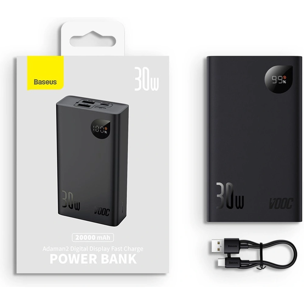 Powerbank Baseus Adaman2 20000mAh 30W 2xUSB/1xUSB-C Power Delivery Quick Charge SCP, Oppo Super VOOC czarny