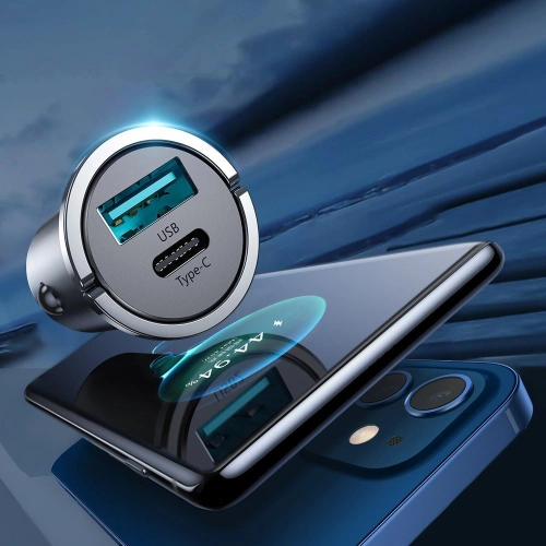 Kup Ładowarka samochodowa Joyroom USB/USB-C 45W 5A Power Delivery Quick Charge 3.0 AFC SCP szary (C-A35) - JYR97 - {ean13} - Sklep Home Screen