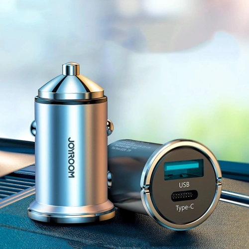 Kup Ładowarka samochodowa Joyroom USB/USB-C 20W 5A Power Delivery Quick Charge 3.0 AFC SCP szary (C-A45) - JYR99 - {ean13} - Sklep Home Screen