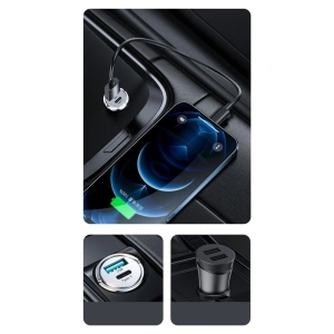 Kup Ładowarka samochodowa Joyroom USB/USB-C 20W 5A Power Delivery Quick Charge 3.0 AFC SCP szary (C-A45) - JYR99 - {ean13} - Sklep Home Screen