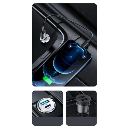 Kup Ładowarka samochodowa Joyroom USB/USB-C 20W 5A Power Delivery Quick Charge 3.0 AFC SCP szary (C-A45) - JYR99 - {ean13} - Sklep Home Screen