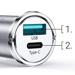 Kup Ładowarka samochodowa Joyroom USB/USB-C 20W 5A Power Delivery Quick Charge 3.0 AFC SCP szary (C-A45) - JYR99 - {ean13} - Sklep Home Screen