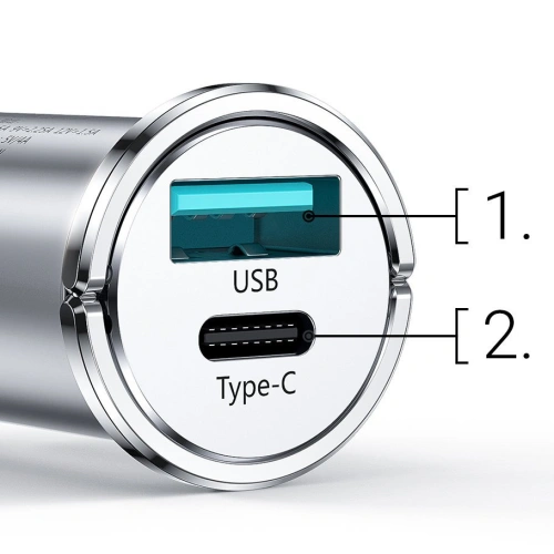 Kup Ładowarka samochodowa Joyroom USB/USB-C 20W 5A Power Delivery Quick Charge 3.0 AFC SCP szary (C-A45) - JYR99 - {ean13} - Sklep Home Screen