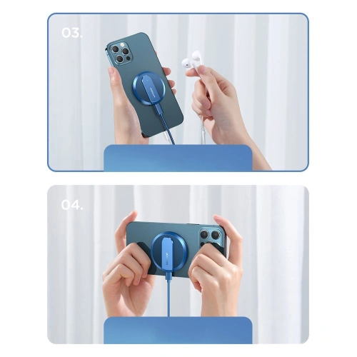 Buy Joyroom wireless Qi charger 15 W for iPhone (MagSafe compatible) + USB-C cable blue (JR-A28) - JYR100 - {ean13} - Home Screen Store Europe