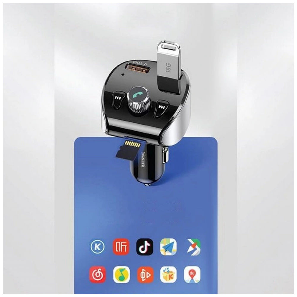 Transmiter FM Joyroom Bluetooth 5.0 MP3 micro SD 2xUSB 18W 3A QC 3.0 czarny (JR-CL02)