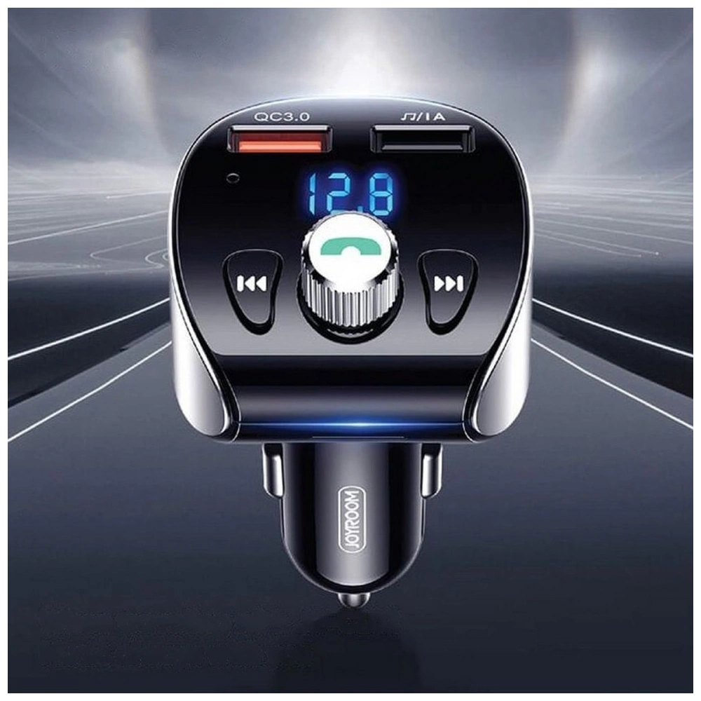 Transmiter FM Joyroom Bluetooth 5.0 MP3 micro SD 2xUSB 18W 3A QC 3.0 czarny (JR-CL02)