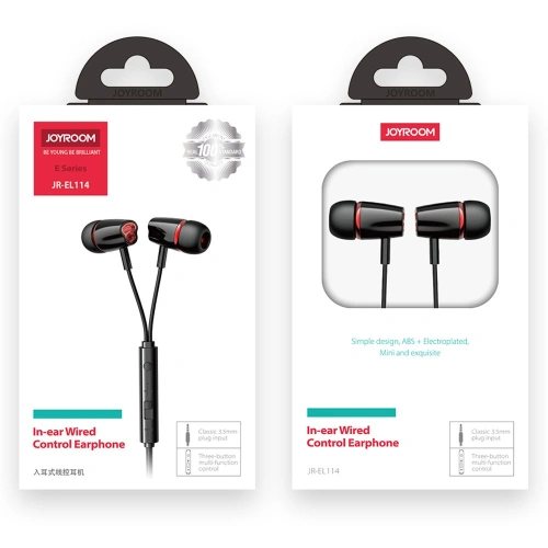 Buy Joyroom ear headphones 3.5mm mini jack with remote and microphone black (JR-EL114) - JYR152 - {ean13} - Home Screen Store Europe