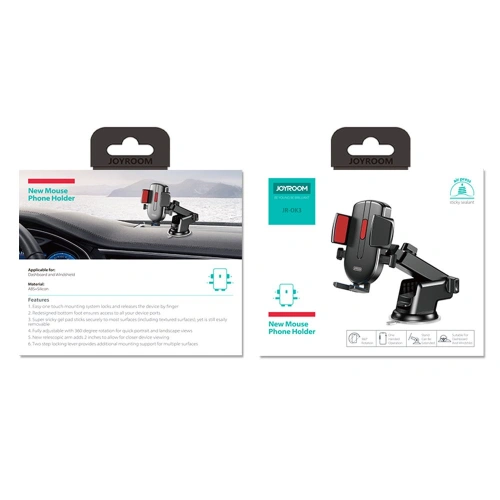 Buy Joyroom car phone holder with telescopic extendable arm for dashboard and windshield black (JR-OK3) - JYR155 - {ean13} - Home Screen Store Europe