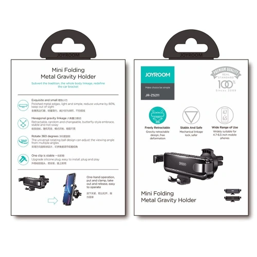 Buy Joyroom gravity car mount phone holder for air vent black (JR-ZS211) - JYR171 - {ean13} - Home Screen Store Europe
