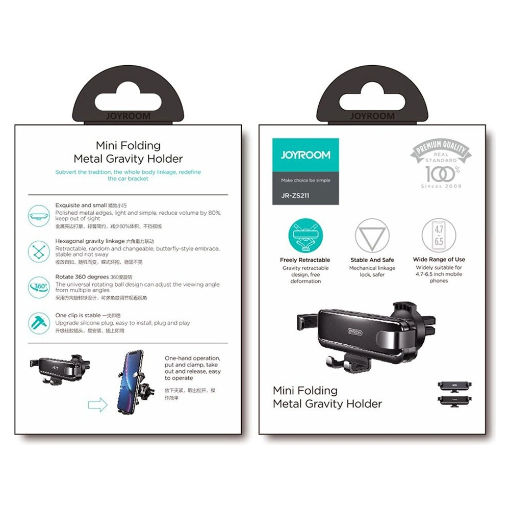 Uchwyt samochodowy Joyroom na kratkę wentylacyjną nawiew czarny (JR-ZS211)