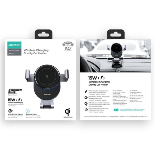 Kup Auto-Halterung mit kabellosem Ladegerät Joyroom Qi 15W für das Armaturenbrett grau (JR-ZS212) - JYR174 - {ean13} - Sklep Home Screen