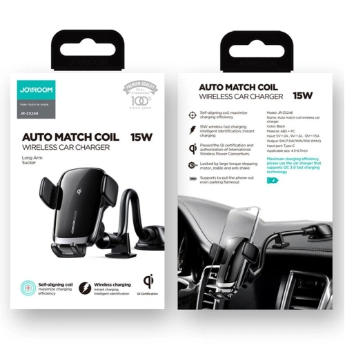 Kup Suport auto automat cu încărcător wireless Joyroom Qi 15W pentru bord negru (JR-ZS248) - JYR175 - {ean13} - Sklep Home Screen