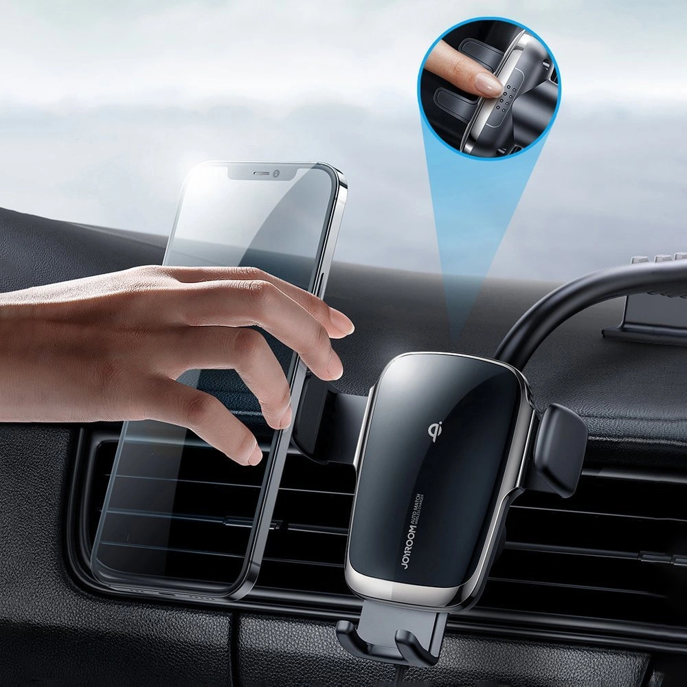 Automatyczny uchwyt samochodowy z ładowarką bezprzewodową Joyroom Qi 15W na kokpit deskę rozdzielczą czarny (JR-ZS248)