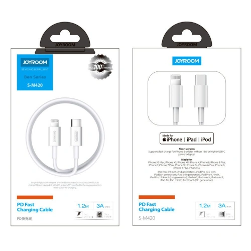 Kup Cablu Joyroom MFI USB-C/Lightning Power Delivery 3A 1,2m alb (S-M420) - JYR194 - {ean13} - Sklep Home Screen