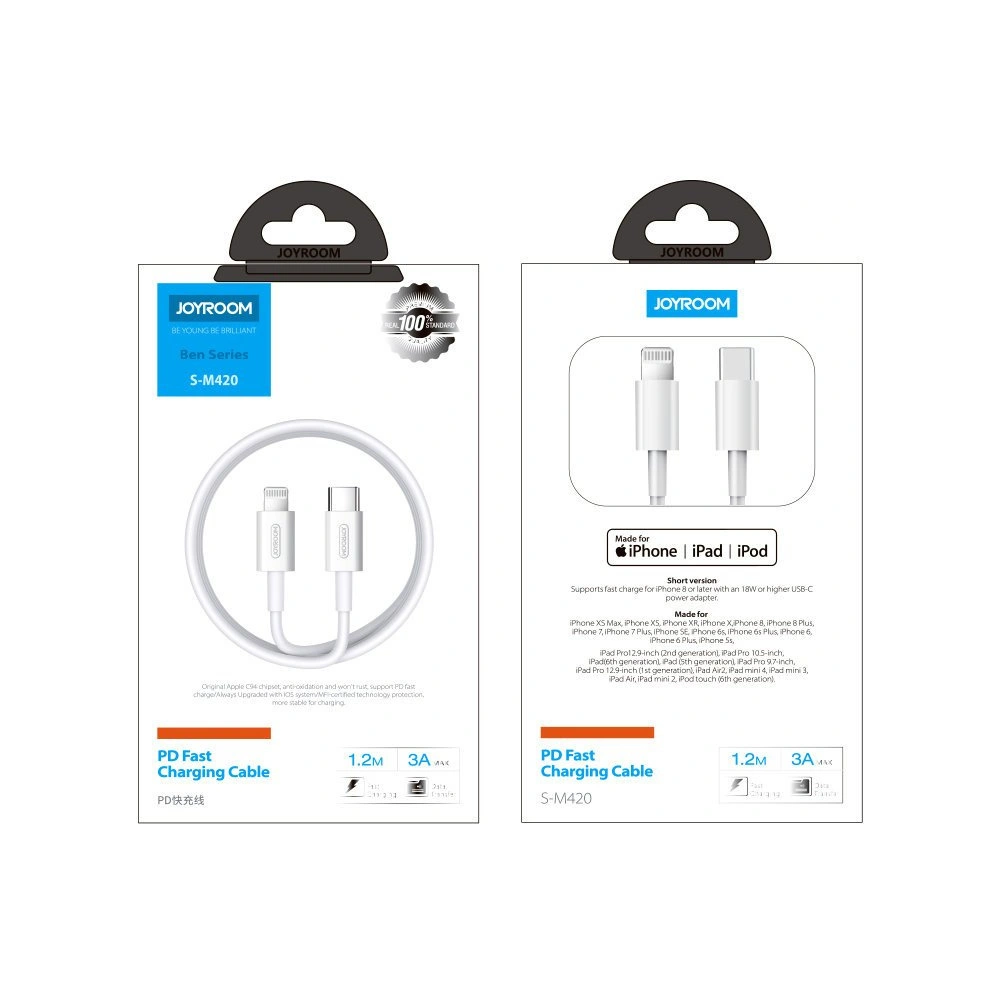 Kabel Joyroom MFI USB-C/Lightning Power Delivery 3A 1,2m biały (S-M420)