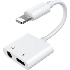 Adapter Joyroom słuchawkowy Lightning - Lightning/3,5mm mini jack biały (S-Y104)