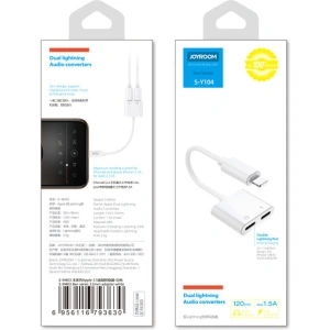 Adapter Joyroom słuchawkowy Lightning - Lightning/3,5mm mini jack biały (S-Y104)