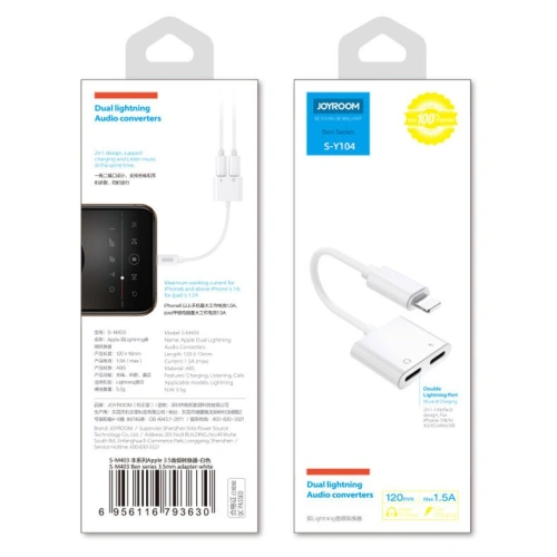 Kup Adapter Joyroom Kopfhörer Lightning - 2x Lightning weiß (S-Y104) - JYR196 - {ean13} - Sklep Home Screen