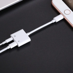Joyroom Lightning - 2x Lightning headphone adapter audio and charging white (S-Y104)