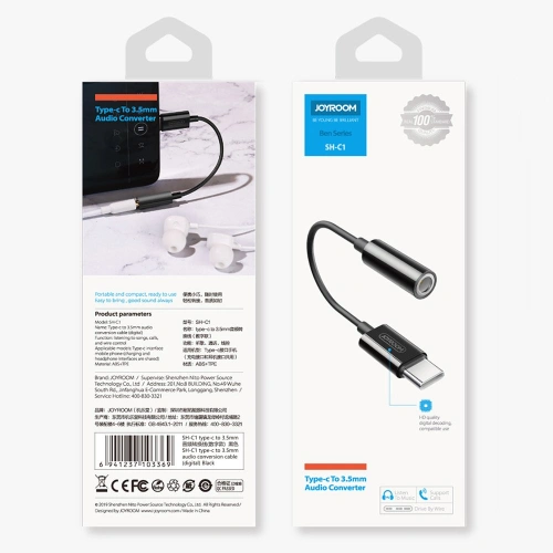 Kup Adapter Joyroom Kopfhörer 3,5mm Mini-Klinke (weiblich) - USB-C (männlich) weiß (SH-C1) - JYR198 - {ean13} - Sklep Home Screen