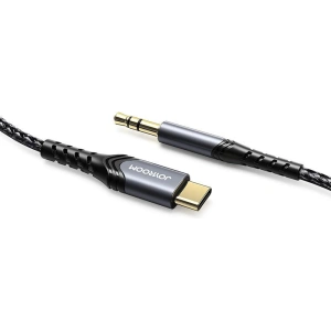 Kabel audio Joyroom AUX 3,5mm mini jack/USB-C 1m czarny (SY-A03)