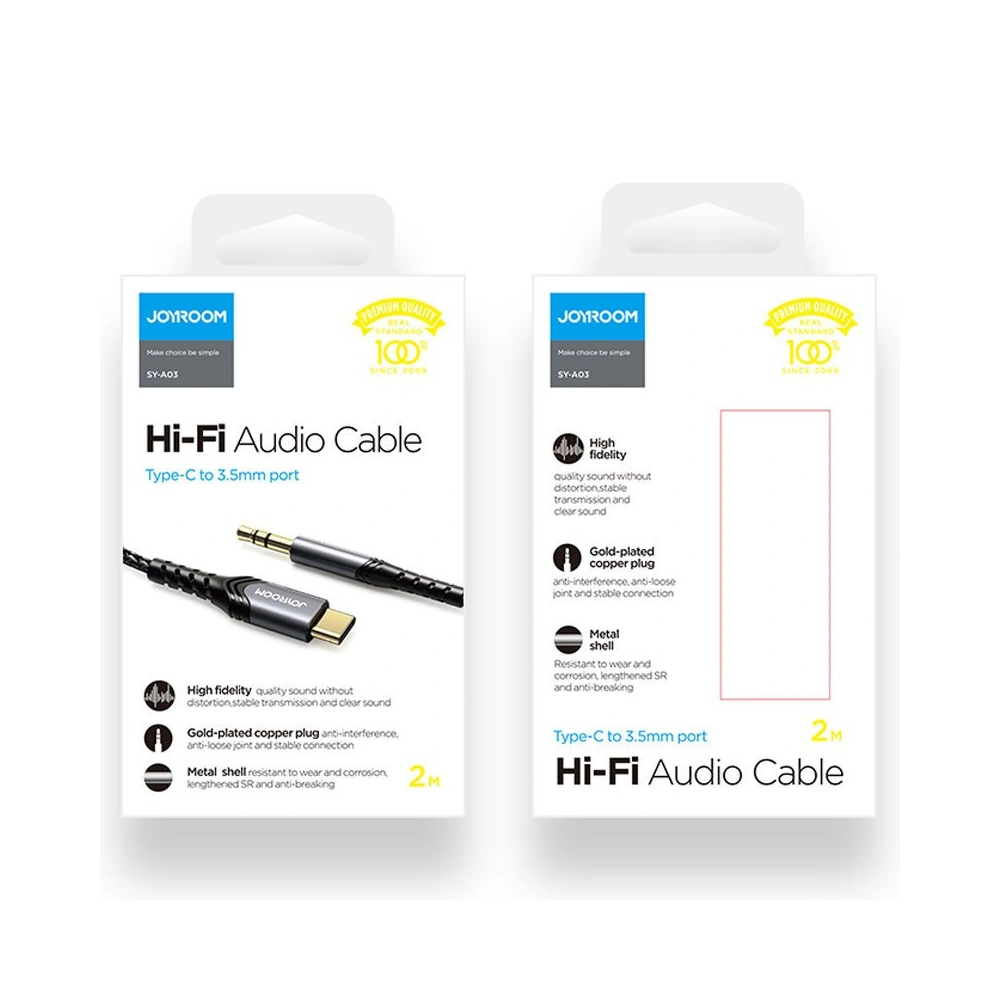 Kabel audio Joyroom AUX 3,5mm mini jack/USB-C 2m czarny (SY-A03)