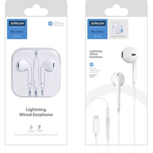 Joyroom Ben Series earphones Lightning with remote and microphone white (JR-EP3)