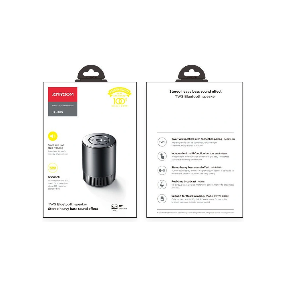 Bezprzewodowy głośnik Joyroom Bluetooth 5.0 5W czarny (JR-M09)