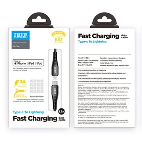 Kup Cablu Joyroom MFI USB-C/Lightning 2,1A 1,2m negru (ST-C04 1,2M Black) - JYR210 - {ean13} - Sklep Home Screen