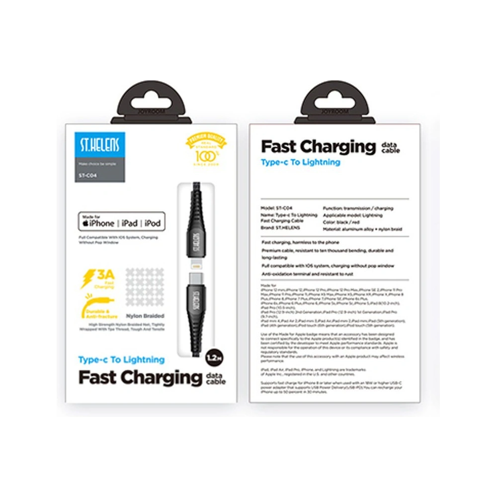 Kabel Joyroom MFI USB-C/Lightning 2,1A 1,2m czarny (ST-C04 1,2M Black)