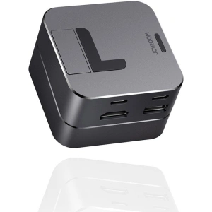 HUB Joyroom USB-C - USB 3.0/RJ45/HDMI/USB-C/Thunderbolt do Apple MacBook Pro szary (S-H121 Gray)