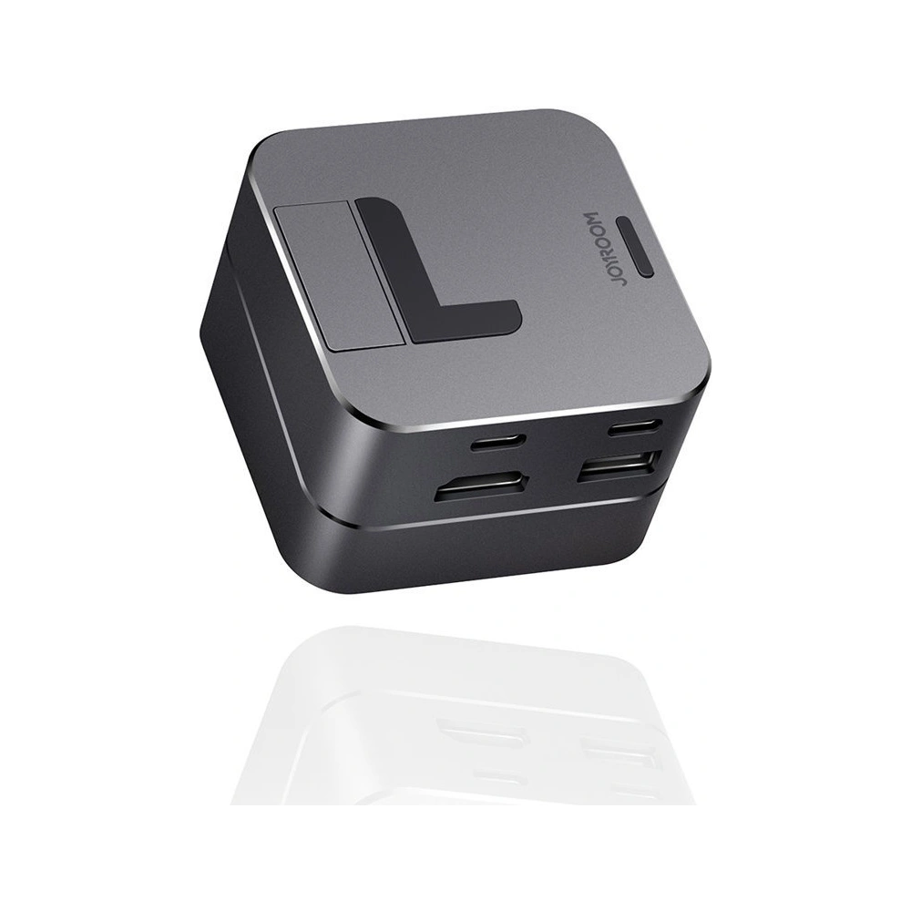 HUB Joyroom USB-C - USB 3.0/RJ45/HDMI/USB-C/Thunderbolt do Apple MacBook Pro szary (S-H121 Gray)