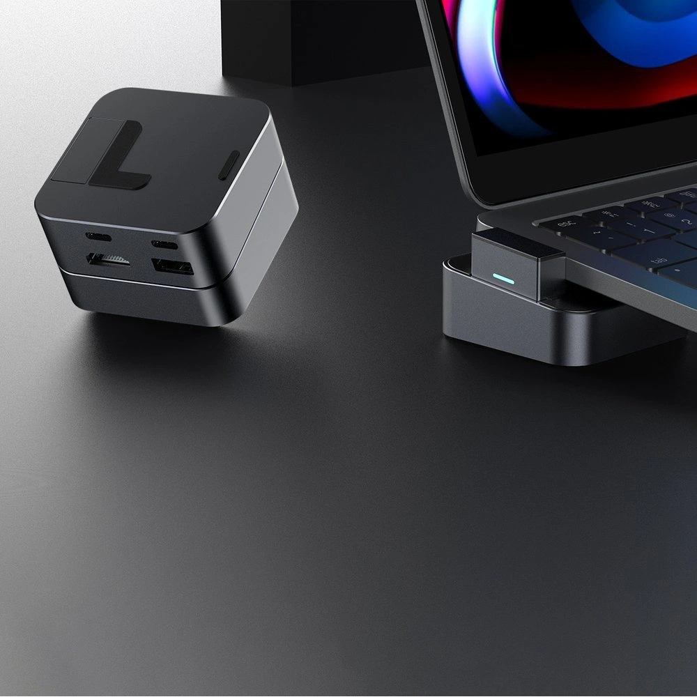 HUB Joyroom USB-C - USB 3.0/RJ45/HDMI/USB-C/Thunderbolt do Apple MacBook Pro szary (S-H121 Gray)