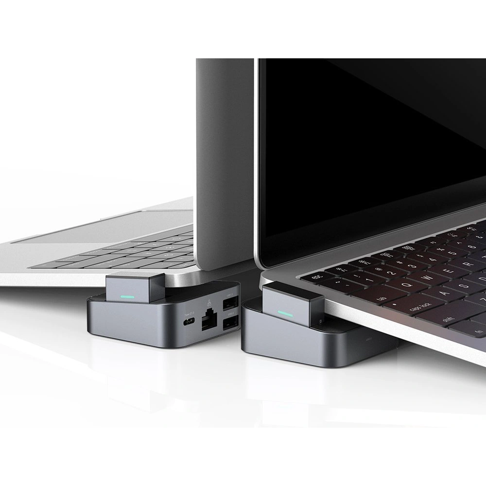 HUB Joyroom USB-C - USB 3.0/RJ45/HDMI/USB-C/Thunderbolt do Apple MacBook Pro szary (S-H121 Gray)