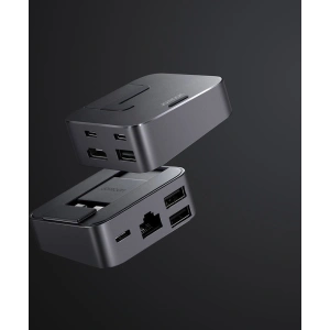 HUB Joyroom USB-C - USB 3.0/RJ45/HDMI/USB-C/Thunderbolt do Apple MacBook Pro szary (S-H121 Gray)