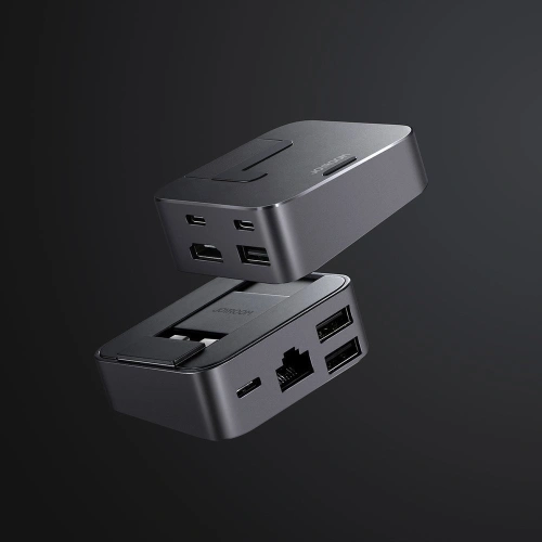 Kup HUB Joyroom USB-C - USB 3.0/RJ45/HDMI/USB-C/Thunderbolt für Apple MacBook Pro grau (S-H121 Gray) - JYR212 - {ean13} - Sklep Home Screen